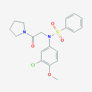 molecular formula C19H21ClN2O4S B422050 N-(3-chloro-4-methoxyphenyl)-N-[2-oxo-2-(1-pyrrolidinyl)ethyl]benzenesulfonamide 