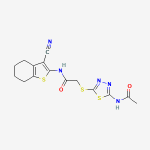 2-{[5-(acetylamino)-1,3,4-thiadiazol-2-yl]sulfanyl}-N-(3-cyano-4,5,6,7-tetrahydro-1-benzothiophen-2-yl)acetamide