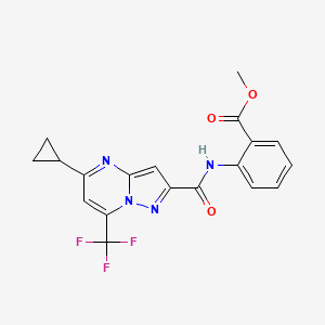 molecular formula C19H15F3N4O3 B4220522 methyl 2-({[5-cyclopropyl-7-(trifluoromethyl)pyrazolo[1,5-a]pyrimidin-2-yl]carbonyl}amino)benzoate 