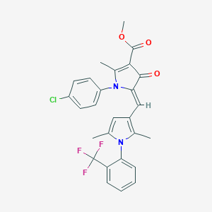 molecular formula C27H22ClF3N2O3 B422055 methyl (5Z)-1-(4-chlorophenyl)-5-({2,5-dimethyl-1-[2-(trifluoromethyl)phenyl]-1H-pyrrol-3-yl}methylidene)-2-methyl-4-oxo-4,5-dihydro-1H-pyrrole-3-carboxylate 
