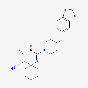 2-[4-(1,3-Benzodioxol-5-ylmethyl)piperazin-1-yl]-4-oxo-1,3-diazaspiro[5.5]undec-2-ene-5-carbonitrile