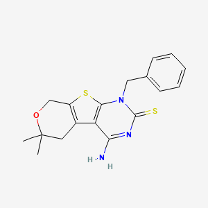 3-amino-6-benzyl-12,12-dimethyl-11-oxa-8-thia-4,6-diazatricyclo[7.4.0.02,7]trideca-1(9),2(7),3-triene-5-thione