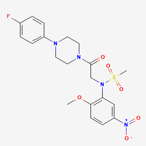 molecular formula C20H23FN4O6S B4220648 N-{2-[4-(4-fluorophenyl)-1-piperazinyl]-2-oxoethyl}-N-(2-methoxy-5-nitrophenyl)methanesulfonamide 