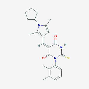 molecular formula C24H27N3O2S B422065 5-[(1-cyclopentyl-2,5-dimethyl-1H-pyrrol-3-yl)methylene]-1-(2,3-dimethylphenyl)-2-thioxodihydro-4,6(1H,5H)-pyrimidinedione 