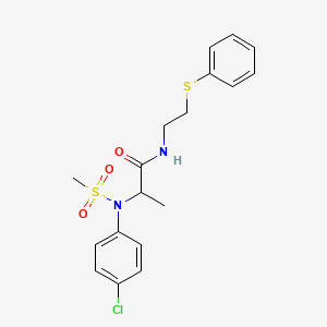 molecular formula C18H21ClN2O3S2 B4220654 N~2~-(4-chlorophenyl)-N~2~-(methylsulfonyl)-N~1~-[2-(phenylthio)ethyl]alaninamide 