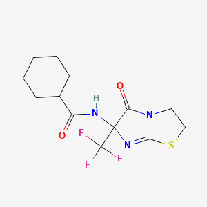 molecular formula C13H16F3N3O2S B4220667 N-[5-oxo-6-(trifluoromethyl)-2,3,5,6-tetrahydroimidazo[2,1-b][1,3]thiazol-6-yl]cyclohexanecarboxamide 