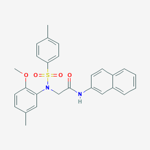 molecular formula C27H26N2O4S B422068 2-{2-methoxy-5-methyl[(4-methylphenyl)sulfonyl]anilino}-N-(2-naphthyl)acetamide 