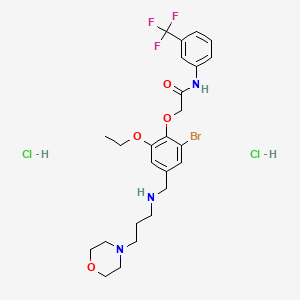 molecular formula C25H33BrCl2F3N3O4 B4220703 2-[2-bromo-6-ethoxy-4-[(3-morpholin-4-ylpropylamino)methyl]phenoxy]-N-[3-(trifluoromethyl)phenyl]acetamide;dihydrochloride 