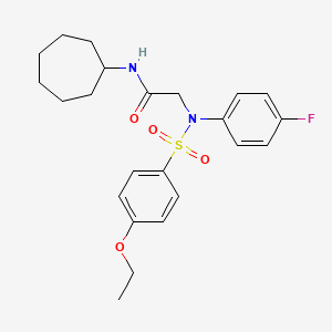 molecular formula C23H29FN2O4S B4220704 N~1~-cycloheptyl-N~2~-[(4-ethoxyphenyl)sulfonyl]-N~2~-(4-fluorophenyl)glycinamide 