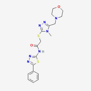 molecular formula C18H21N7O2S2 B4220727 2-{[4-methyl-5-(4-morpholinylmethyl)-4H-1,2,4-triazol-3-yl]thio}-N-(5-phenyl-1,3,4-thiadiazol-2-yl)acetamide 