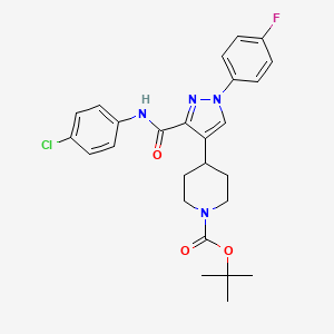 molecular formula C26H28ClFN4O3 B4220731 Tert-butyl 4-[3-[(4-chlorophenyl)carbamoyl]-1-(4-fluorophenyl)pyrazol-4-yl]piperidine-1-carboxylate 