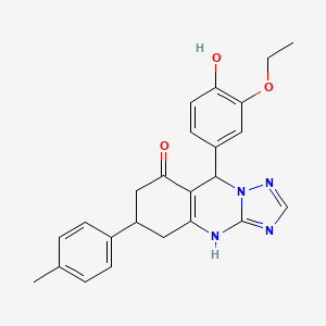 molecular formula C24H24N4O3 B4220793 9-(3-ethoxy-4-hydroxyphenyl)-6-(4-methylphenyl)-5,6,7,9-tetrahydro[1,2,4]triazolo[5,1-b]quinazolin-8(4H)-one 