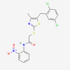 molecular formula C19H15Cl2N3O3S2 B4220799 2-{[5-(2,5-dichlorobenzyl)-4-methyl-1,3-thiazol-2-yl]thio}-N-(2-nitrophenyl)acetamide 