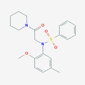 molecular formula C21H26N2O4S B422080 N-(2-methoxy-5-methylphenyl)-N-[2-oxo-2-(1-piperidinyl)ethyl]benzenesulfonamide 