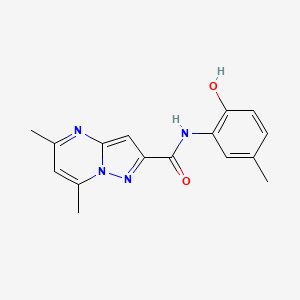 molecular formula C16H16N4O2 B4220813 N-(2-hydroxy-5-methylphenyl)-5,7-dimethylpyrazolo[1,5-a]pyrimidine-2-carboxamide 