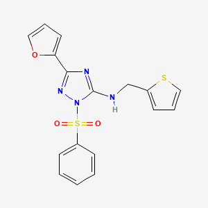 3-(furan-2-yl)-1-(phenylsulfonyl)-N-(thiophen-2-ylmethyl)-1H-1,2,4-triazol-5-amine