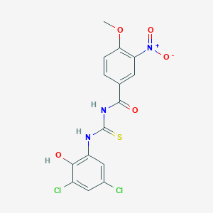 molecular formula C15H11Cl2N3O5S B4220902 N-{[(3,5-dichloro-2-hydroxyphenyl)amino]carbonothioyl}-4-methoxy-3-nitrobenzamide 