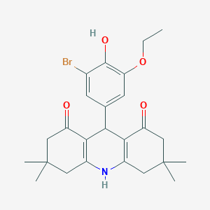 molecular formula C25H30BrNO4 B422091 9-(3-bromo-5-ethoxy-4-hydroxyphenyl)-3,3,6,6-tetramethyl-3,4,6,7,9,10-hexahydroacridine-1,8(2H,5H)-dione 
