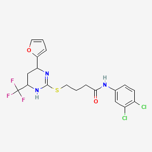 N-(3,4-dichlorophenyl)-4-{[6-(furan-2-yl)-4-(trifluoromethyl)-1,4,5,6-tetrahydropyrimidin-2-yl]sulfanyl}butanamide