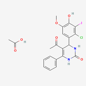 acetic acid;5-acetyl-4-(2-chloro-4-hydroxy-3-iodo-5-methoxyphenyl)-6-phenyl-3,4-dihydro-1H-pyrimidin-2-one