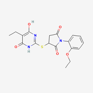 molecular formula C18H19N3O5S B4220982 1-(2-Ethoxyphenyl)-3-[(5-ethyl-4,6-dihydroxypyrimidin-2-yl)sulfanyl]pyrrolidine-2,5-dione CAS No. 835891-56-0