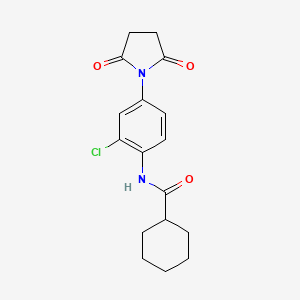 molecular formula C17H19ClN2O3 B4221017 N-[2-chloro-4-(2,5-dioxo-1-pyrrolidinyl)phenyl]cyclohexanecarboxamide 