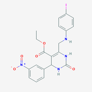 molecular formula C20H19IN4O5 B4221024 ETHYL 6-[(4-IODOANILINO)METHYL]-4-(3-NITROPHENYL)-2-OXO-1,2,3,4-TETRAHYDRO-5-PYRIMIDINECARBOXYLATE 