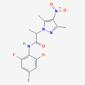 molecular formula C14H13BrF2N4O3 B4221068 N-(2-bromo-4,6-difluorophenyl)-2-(3,5-dimethyl-4-nitropyrazol-1-yl)propanamide 