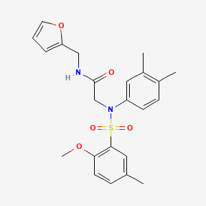 molecular formula C23H26N2O5S B4221075 N-(furan-2-ylmethyl)-2-(N-(2-methoxy-5-methylphenyl)sulfonyl-3,4-dimethylanilino)acetamide 