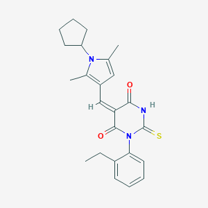 molecular formula C24H27N3O2S B422108 5-[(1-cyclopentyl-2,5-dimethyl-1H-pyrrol-3-yl)methylene]-1-(2-ethylphenyl)-2-thioxodihydro-4,6(1H,5H)-pyrimidinedione 