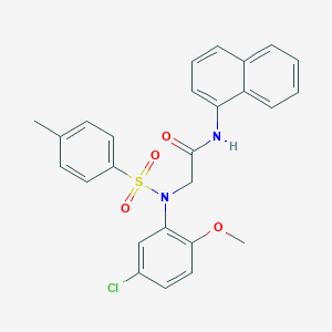 molecular formula C26H23ClN2O4S B422113 2-{5-chloro-2-methoxy[(4-methylphenyl)sulfonyl]anilino}-N-(1-naphthyl)acetamide 