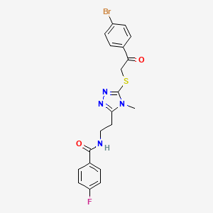 N-[2-[5-[2-(4-bromophenyl)-2-oxoethyl]sulfanyl-4-methyl-1,2,4-triazol-3-yl]ethyl]-4-fluorobenzamide