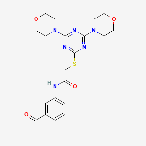 molecular formula C21H26N6O4S B4221155 N-(3-acetylphenyl)-2-{[4,6-di(morpholin-4-yl)-1,3,5-triazin-2-yl]sulfanyl}acetamide 