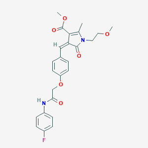 molecular formula C25H25FN2O6 B422116 methyl 4-{4-[2-(4-fluoroanilino)-2-oxoethoxy]benzylidene}-1-(2-methoxyethyl)-2-methyl-5-oxo-4,5-dihydro-1H-pyrrole-3-carboxylate 