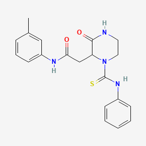 N-(3-methylphenyl)-2-[3-oxo-1-(phenylcarbamothioyl)piperazin-2-yl]acetamide