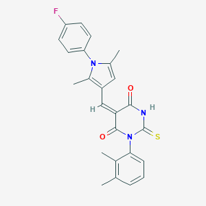 molecular formula C25H22FN3O2S B422120 1-(2,3-dimethylphenyl)-5-{[1-(4-fluorophenyl)-2,5-dimethyl-1H-pyrrol-3-yl]methylene}-2-thioxodihydro-4,6(1H,5H)-pyrimidinedione 