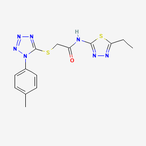 molecular formula C14H15N7OS2 B4221203 N-(5-ethyl-1,3,4-thiadiazol-2-yl)-2-{[1-(4-methylphenyl)-1H-tetrazol-5-yl]sulfanyl}acetamide 