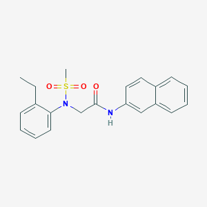molecular formula C21H22N2O3S B422123 2-[2-ethyl(methylsulfonyl)anilino]-N-(2-naphthyl)acetamide 