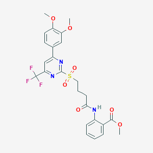 Methyl 2-(4-{[4-(3,4-dimethoxyphenyl)-6-(trifluoromethyl)pyrimidin-2-YL]sulfonyl}butanamido)benzoate