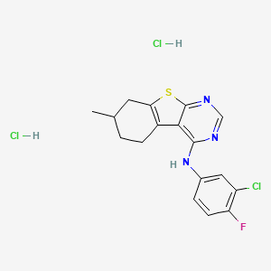 N-(3-chloro-4-fluorophenyl)-7-methyl-5,6,7,8-tetrahydro-[1]benzothiolo[2,3-d]pyrimidin-4-amine;dihydrochloride