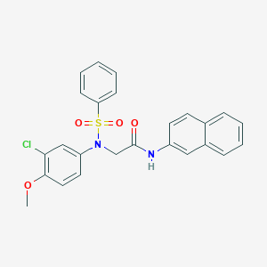 molecular formula C25H21ClN2O4S B422133 2-[3-chloro-4-methoxy(phenylsulfonyl)anilino]-N-(2-naphthyl)acetamide 