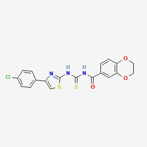 N-({[4-(4-chlorophenyl)-1,3-thiazol-2-yl]amino}carbonothioyl)-2,3-dihydro-1,4-benzodioxine-6-carboxamide