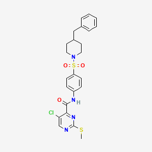 molecular formula C24H25ClN4O3S2 B4221371 N-{4-[(4-benzyl-1-piperidinyl)sulfonyl]phenyl}-5-chloro-2-(methylthio)-4-pyrimidinecarboxamide 