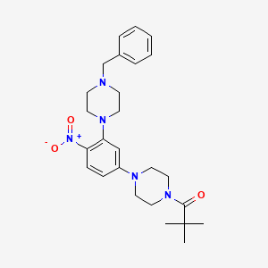 molecular formula C26H35N5O3 B4221391 1-benzyl-4-{5-[4-(2,2-dimethylpropanoyl)-1-piperazinyl]-2-nitrophenyl}piperazine 