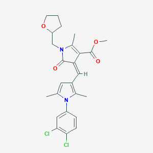 molecular formula C25H26Cl2N2O4 B422143 methyl (4Z)-4-{[1-(3,4-dichlorophenyl)-2,5-dimethyl-1H-pyrrol-3-yl]methylidene}-2-methyl-5-oxo-1-(tetrahydrofuran-2-ylmethyl)-4,5-dihydro-1H-pyrrole-3-carboxylate 