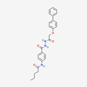 molecular formula C26H27N3O4 B4221438 N-[4-({2-[(4-biphenylyloxy)acetyl]hydrazino}carbonyl)phenyl]pentanamide 