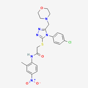 molecular formula C22H23ClN6O4S B4221464 2-{[4-(4-chlorophenyl)-5-(4-morpholinylmethyl)-4H-1,2,4-triazol-3-yl]thio}-N-(2-methyl-4-nitrophenyl)acetamide 