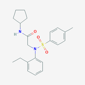 molecular formula C22H28N2O3S B422157 N-cyclopentyl-2-{(2-ethylphenyl)[(4-methylphenyl)sulfonyl]amino}acetamide 