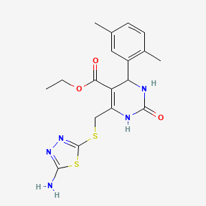 Ethyl 6-{[(5-amino-1,3,4-thiadiazol-2-yl)sulfanyl]methyl}-4-(2,5-dimethylphenyl)-2-oxo-1,2,3,4-tetrahydropyrimidine-5-carboxylate