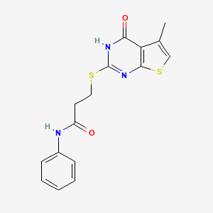 3-[(5-methyl-4-oxo-3,4-dihydrothieno[2,3-d]pyrimidin-2-yl)thio]-N-phenylpropanamide